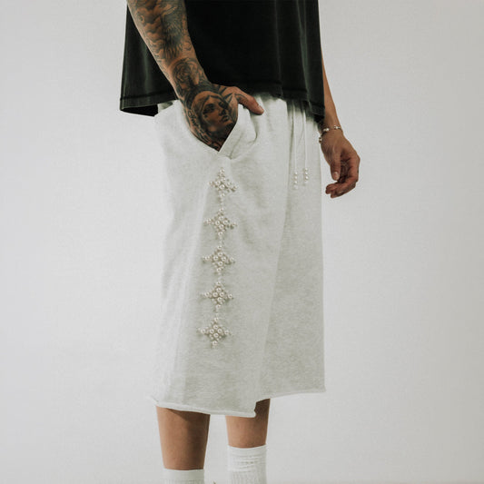 Commons Pearled Star Sweatshort Heather Grey