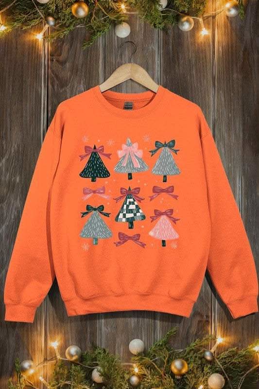 Color Bear Coquette Christmas Tree Unisex Graphic Fleece Sweatshirt Holiday Wear