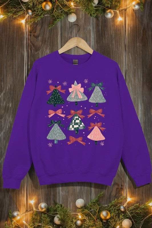 Color Bear Coquette Christmas Tree Unisex Graphic Fleece Sweatshirt Holiday Wear