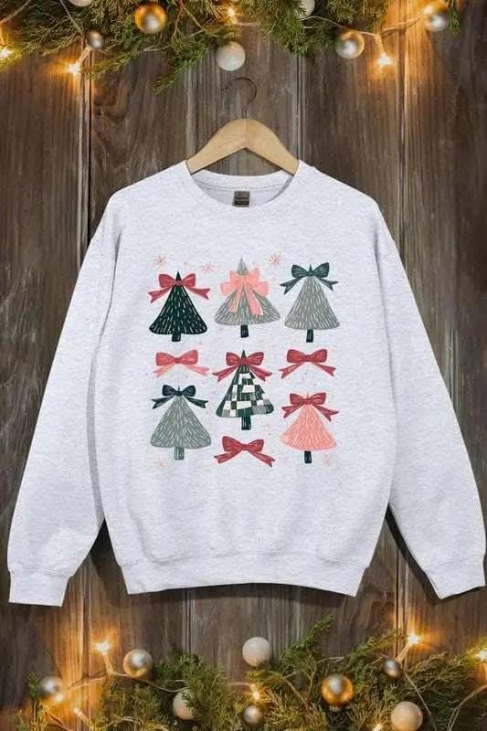 Color Bear Coquette Christmas Tree Unisex Graphic Fleece Sweatshirt Holiday Wear