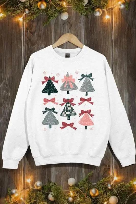 Color Bear Coquette Christmas Tree Unisex Graphic Fleece Sweatshirt Holiday Wear