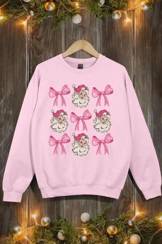 Color Bear Pink Christmas Graphic Women's Fleece Sweatshirt Comfy & Trendy