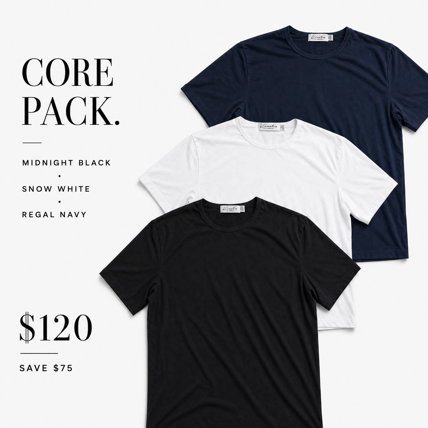 Core Four Corners  Organic Tees - Three Pack (Save $75)