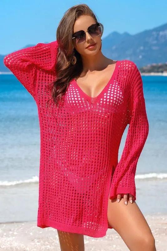 Crochet Coverup Dress - Side Split - Loose Fit