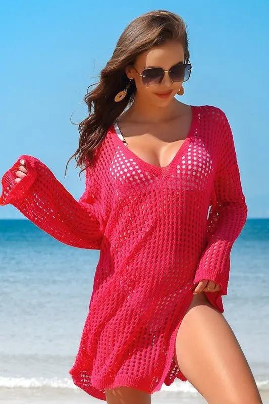 Crochet Coverup Dress - Side Split - Loose Fit