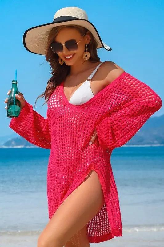 Crochet Coverup Dress - Side Split - Loose Fit
