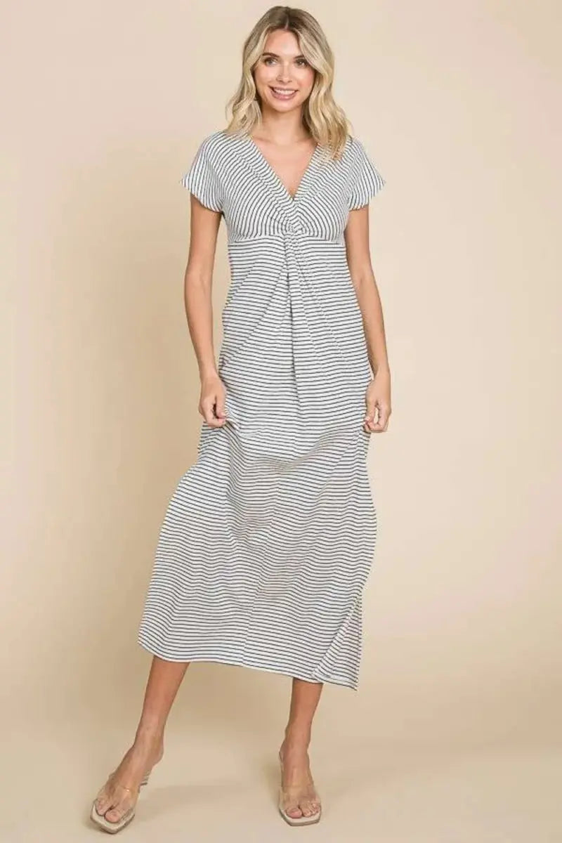 Trendsi Striped Twisted Dress Women's Casual Day Dress USA Shipped!