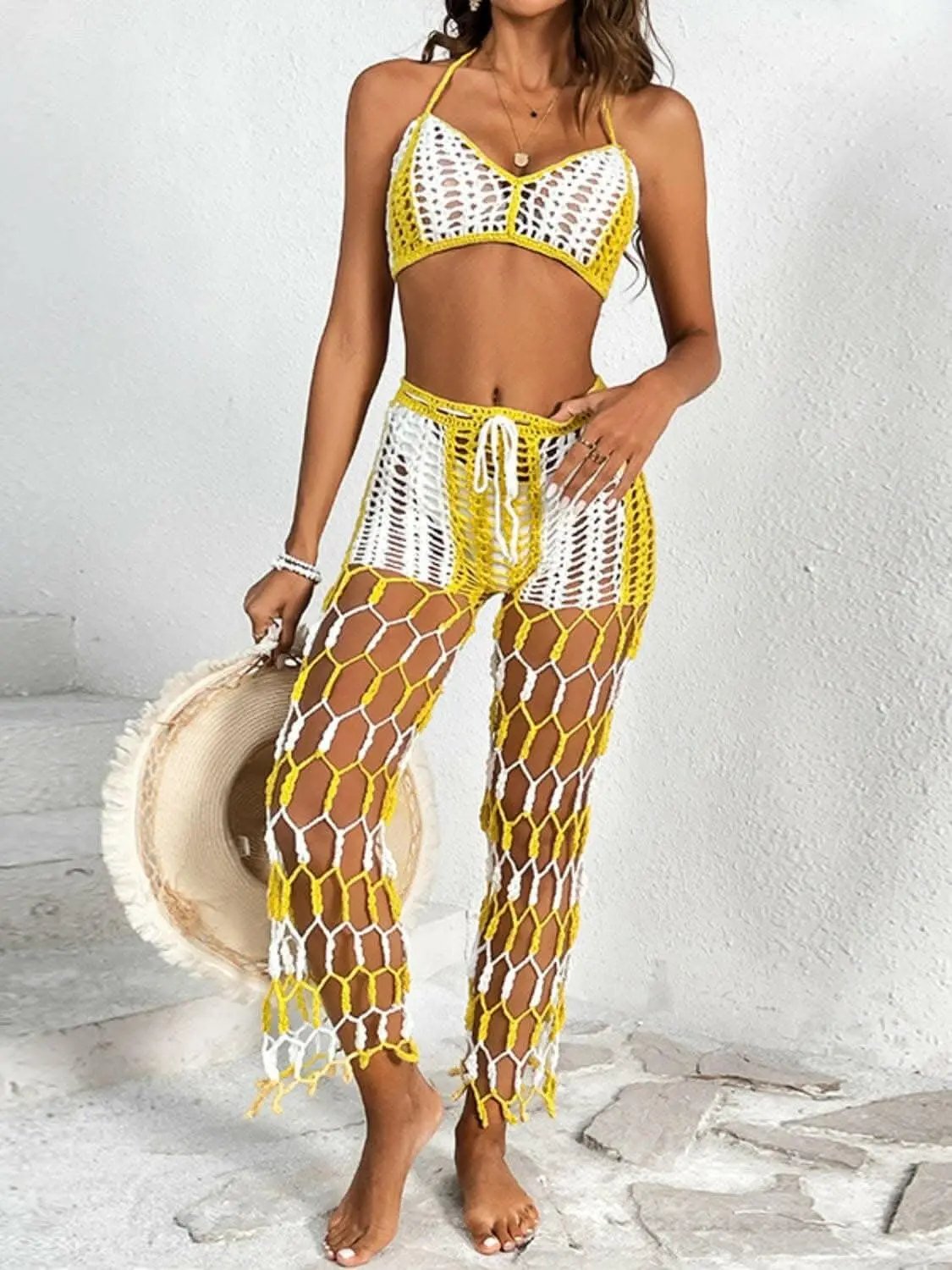 Trendsi Cutout Halter Swimwear Women's Beach Pants Set - Chic & Trendy