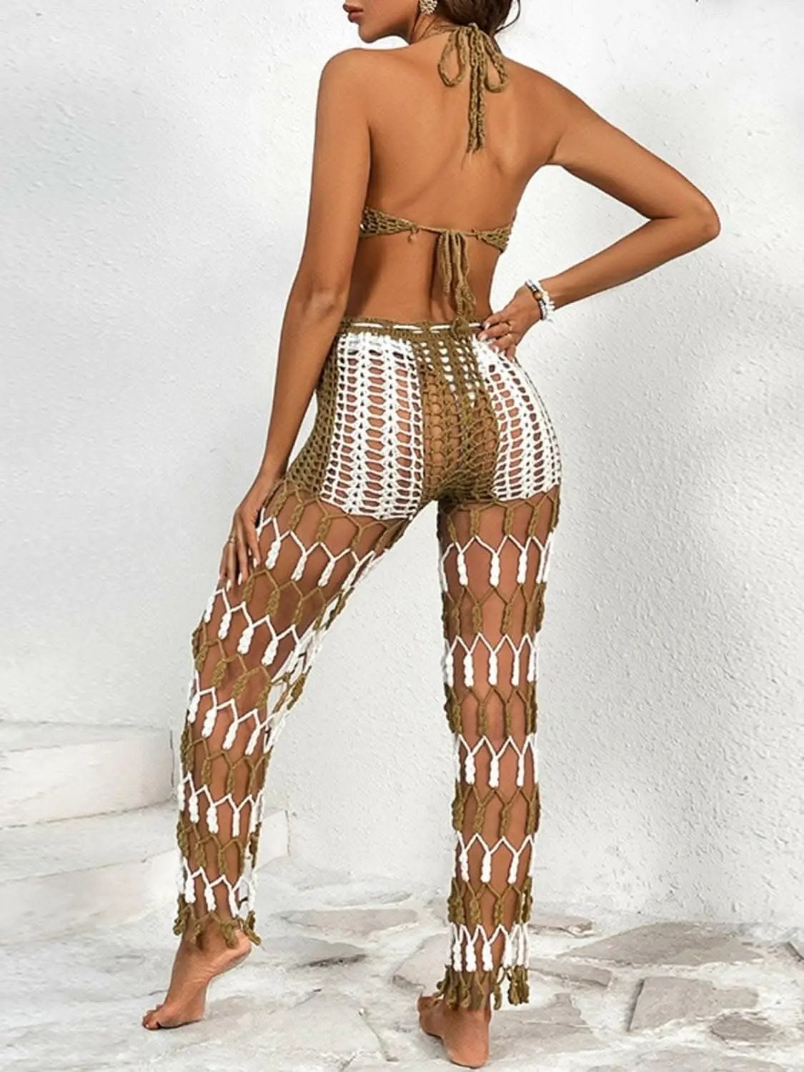 Trendsi Cutout Halter Swimwear Women's Beach Pants Set - Chic & Trendy