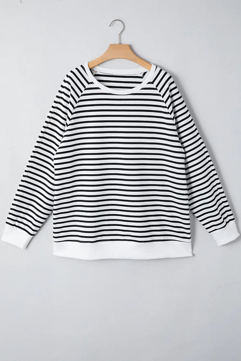 Love Salve Black Stripe Raglan Women's Casual Sweatshirt: Daily Wear + Loose Fit
