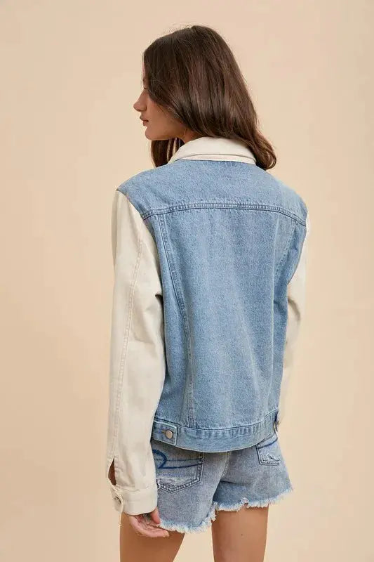 Denim Jacket - Collared Neck Double Placket - Classic Style