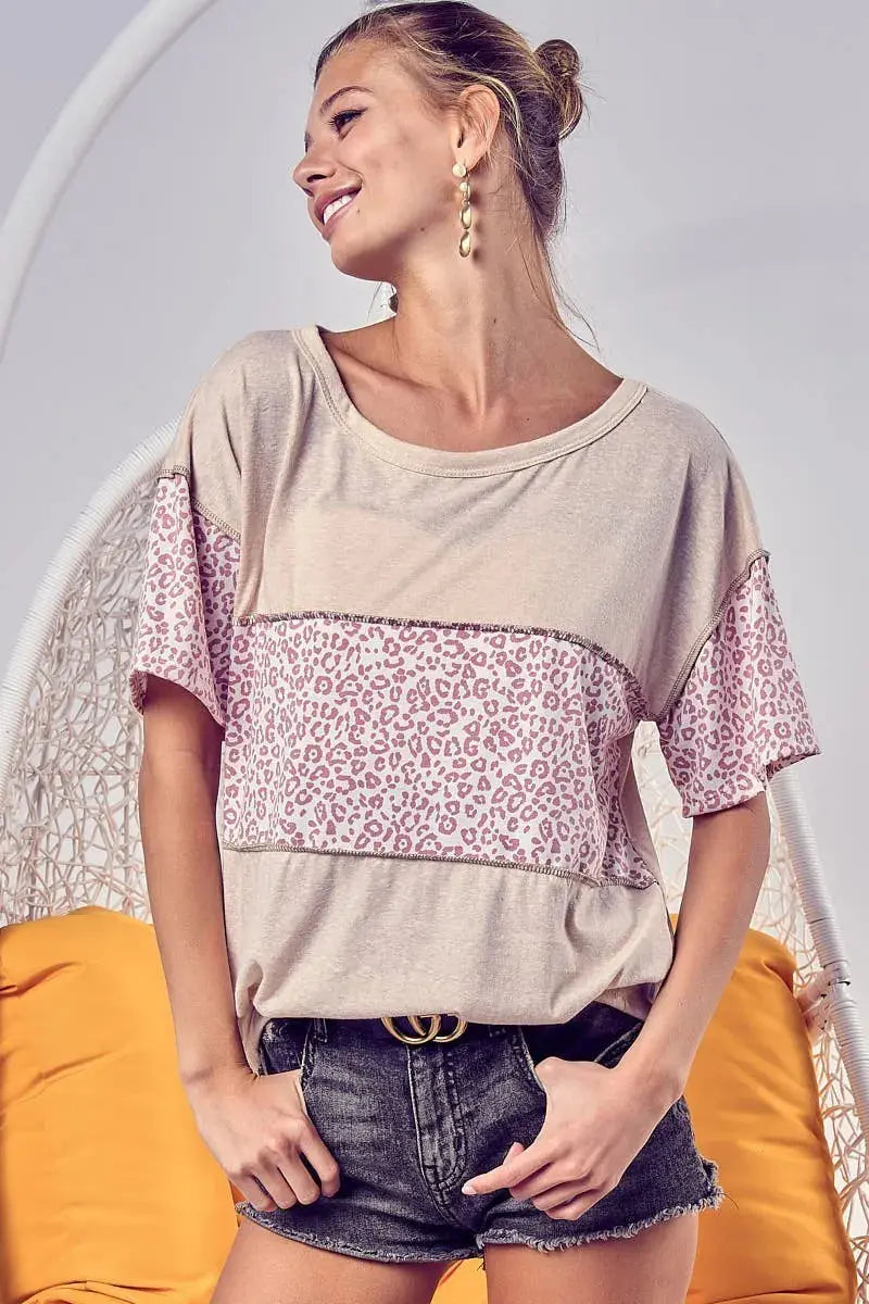 Women's Tee - Leopard Knit Triblend - Casual Style