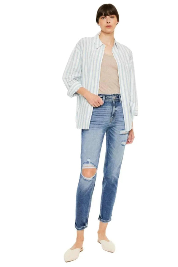 Trendsi Premium Kancan high rise mom jeans, distressed
