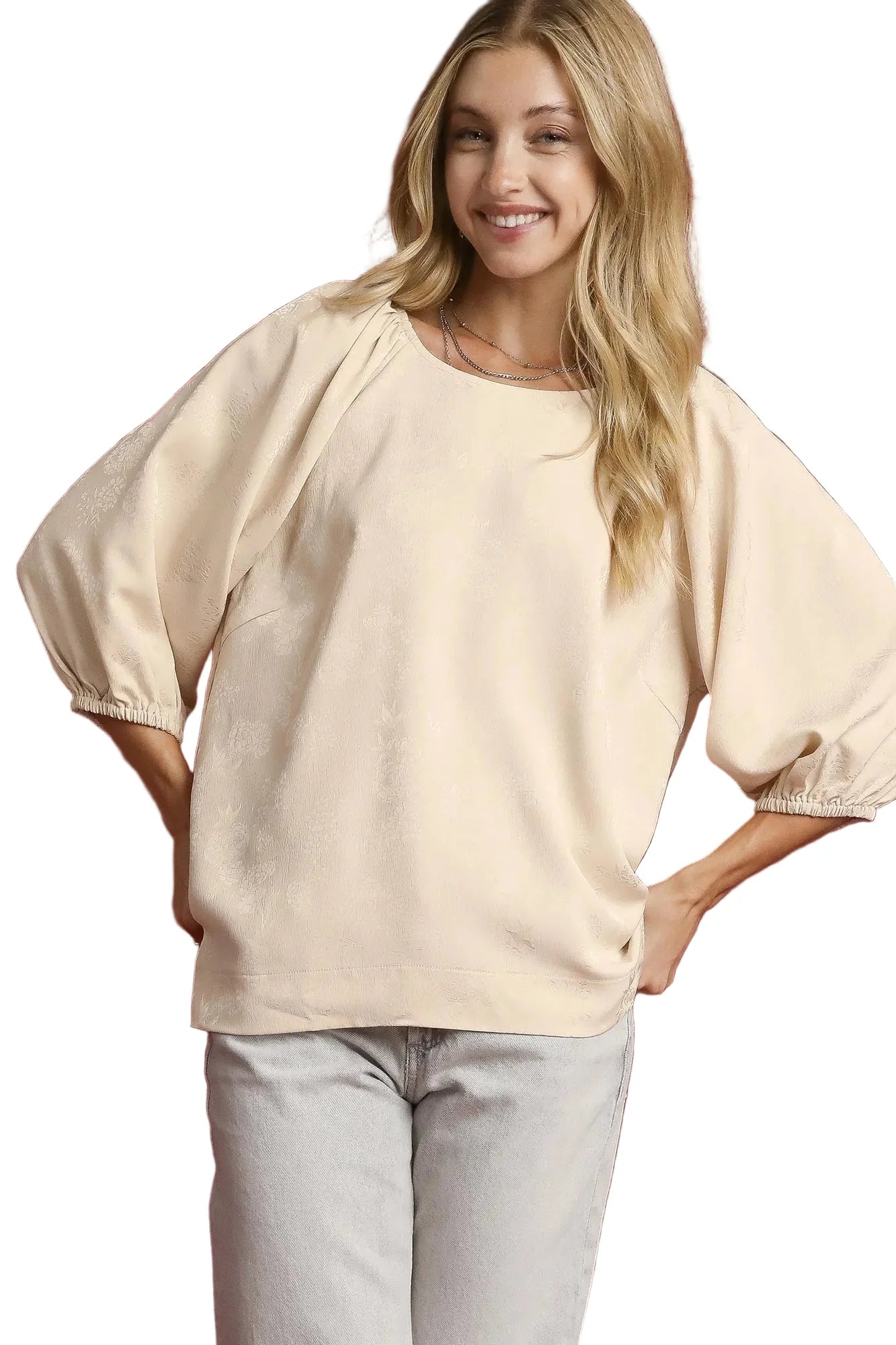 Side Slit 3/4 Sleeve Blouse