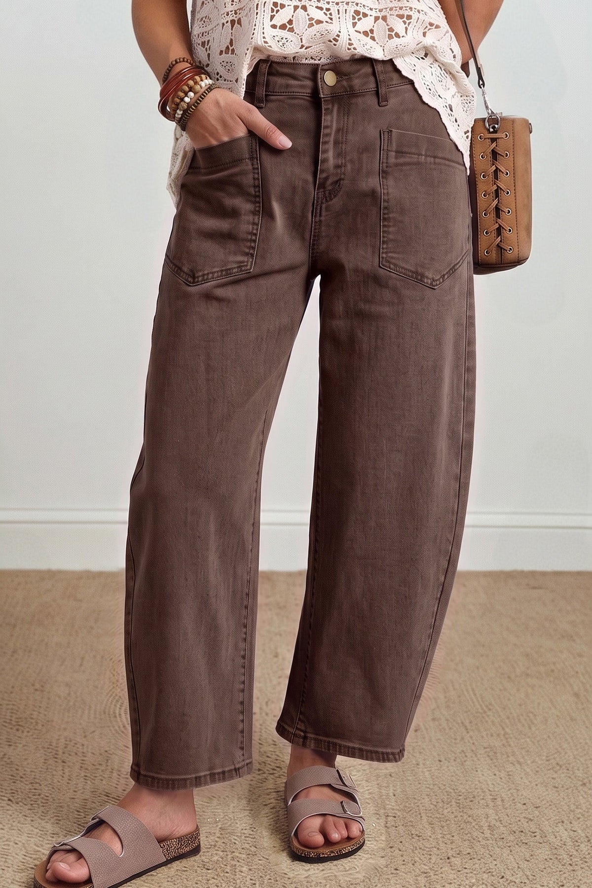 Briar Square Patch Pocket Ankle-length Barrel Jeans