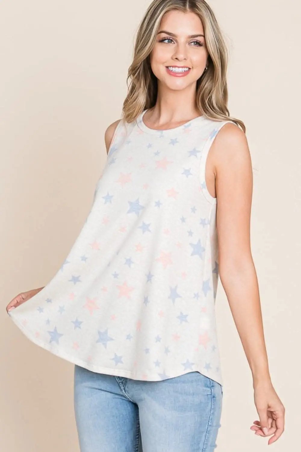 Trendsi BOMBOM Star Print Round Neck Tank