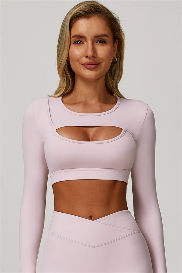 The Lavish Long Sleeve Cut-out Crop Top Leggings 2-Piece Set