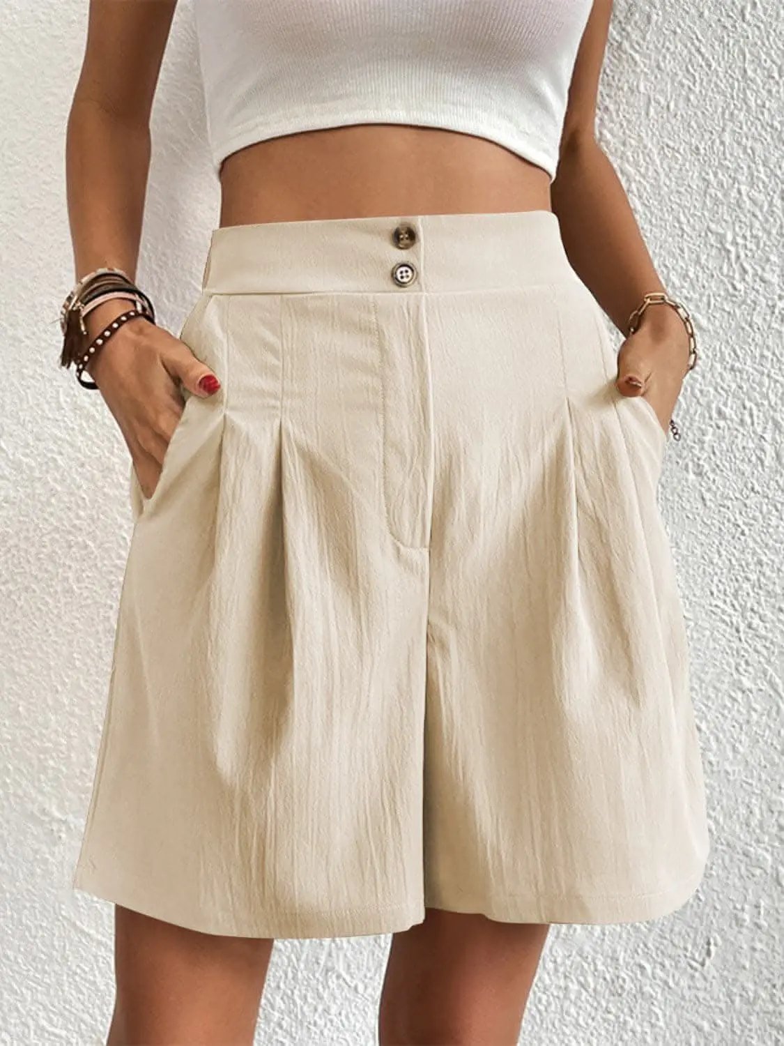 Trendsi High-waisted pocket shorts for women