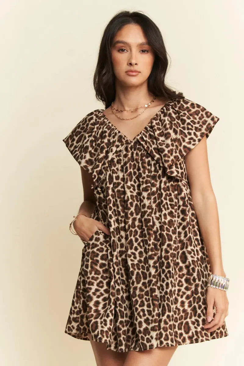 Trendsi Animal Print Velvet Mini Dress Women's Party Chic & Comfy Dress