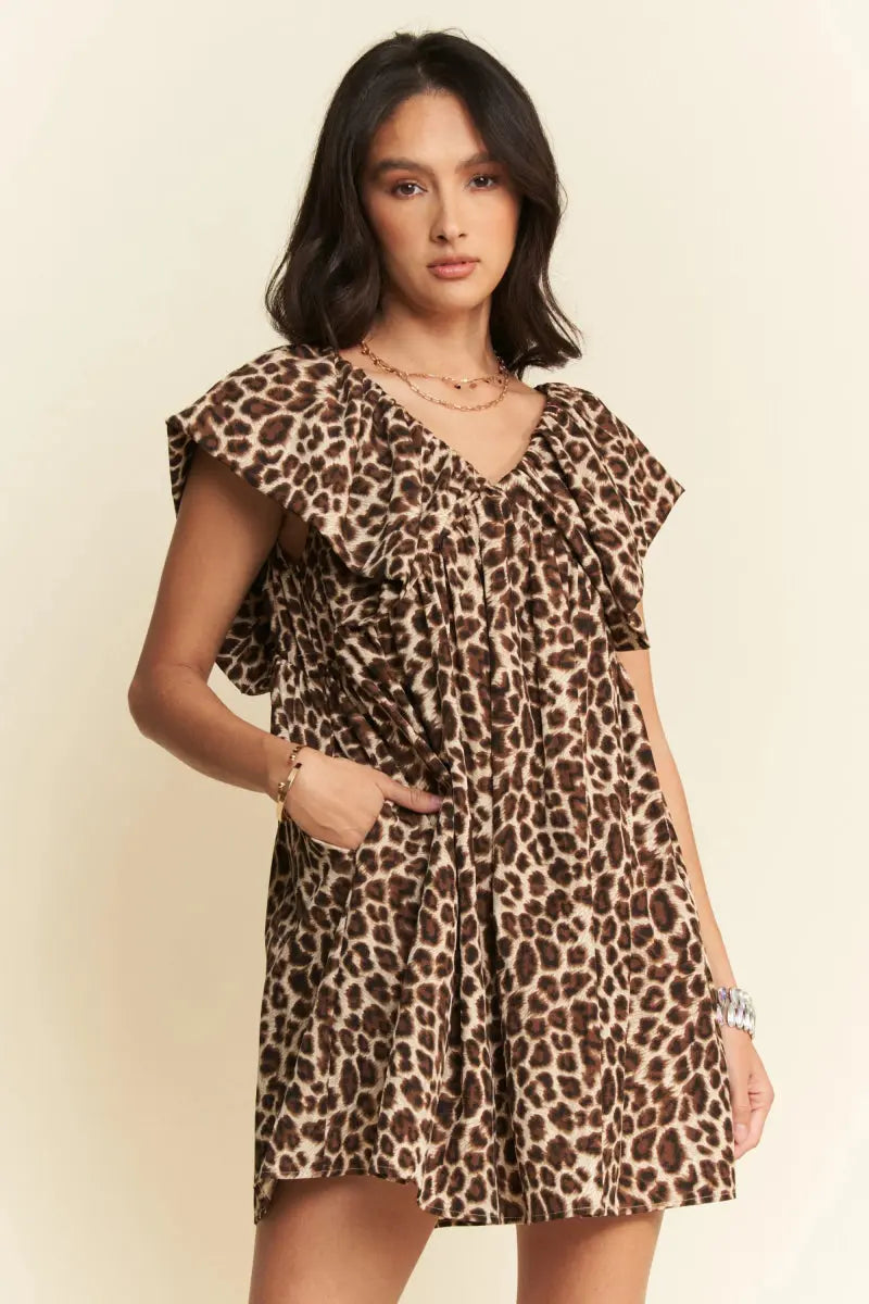 Trendsi Animal Print Velvet Mini Dress Women's Party Chic & Comfy Dress