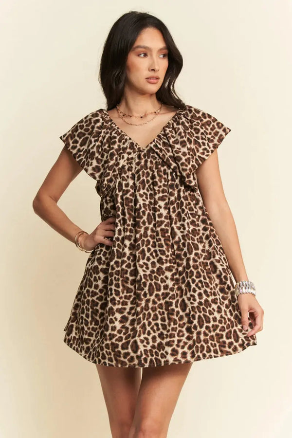Trendsi Animal Print Velvet Mini Dress Women's Party Chic & Comfy Dress