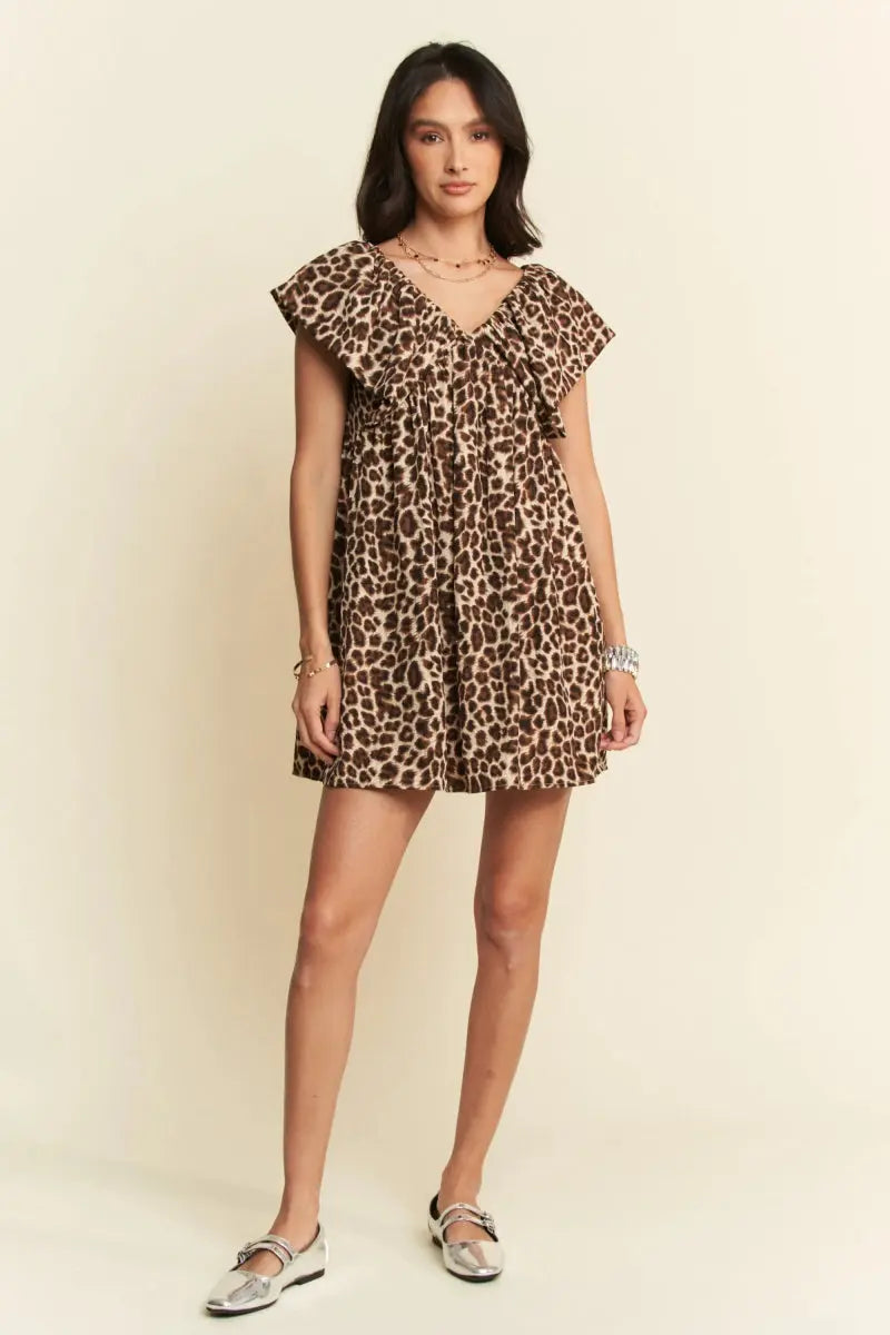 Trendsi Animal Print Velvet Mini Dress Women's Party Chic & Comfy Dress