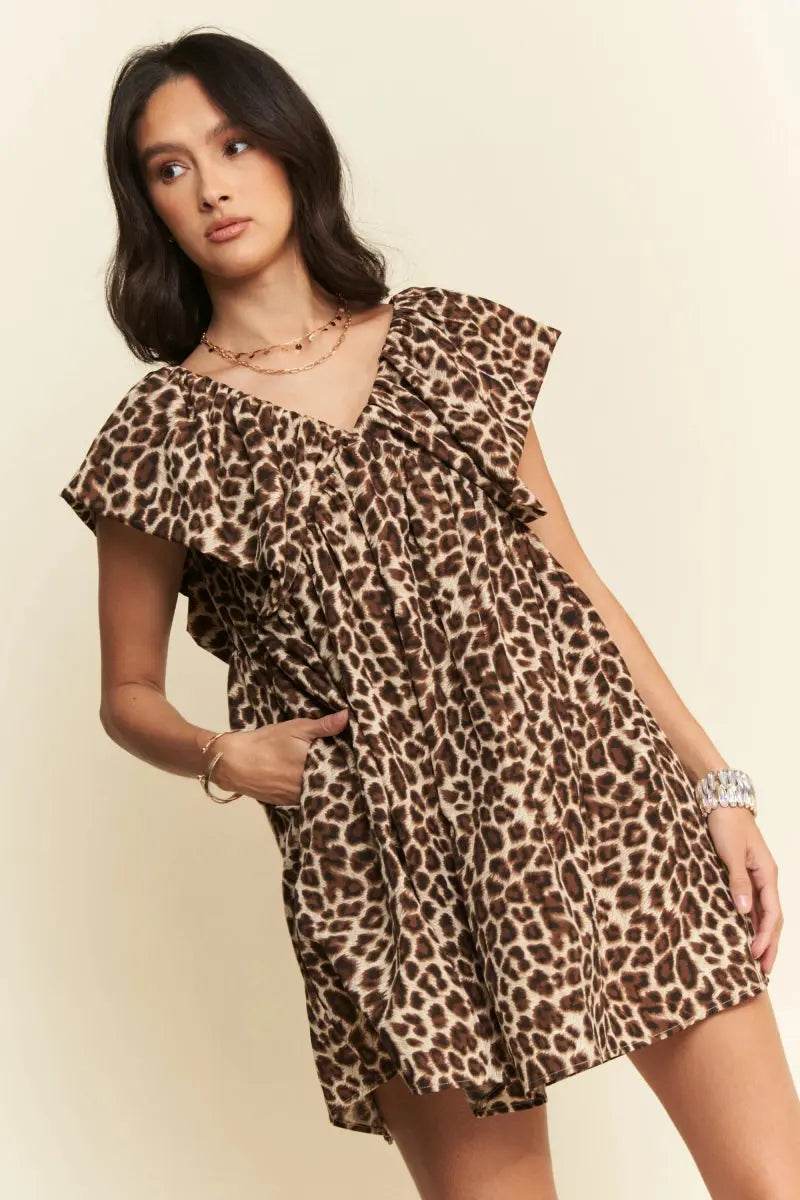Trendsi Animal Print Velvet Mini Dress Women's Party Chic & Comfy Dress