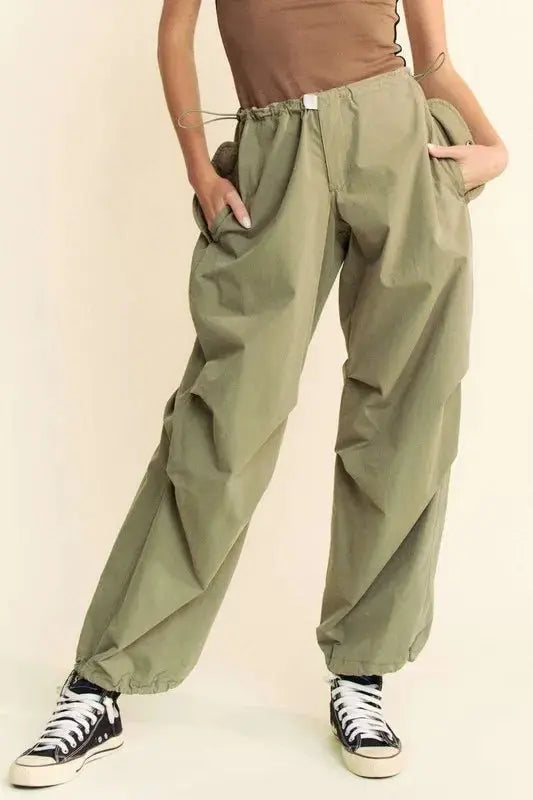 Trendsi Davi & Dani Baggy Pants Women's Casual Drawstring Trousers with Pockets