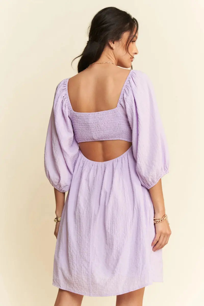 Trendsi Puff Sleeve Mini Dress Women's Casual Smocked Dress Cute & Flattering