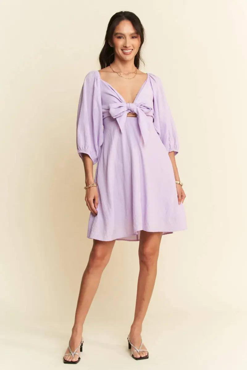 Trendsi Puff Sleeve Mini Dress Women's Casual Smocked Dress Cute & Flattering