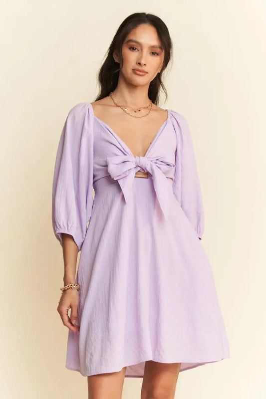 Trendsi Puff Sleeve Mini Dress Women's Casual Smocked Dress Cute & Flattering