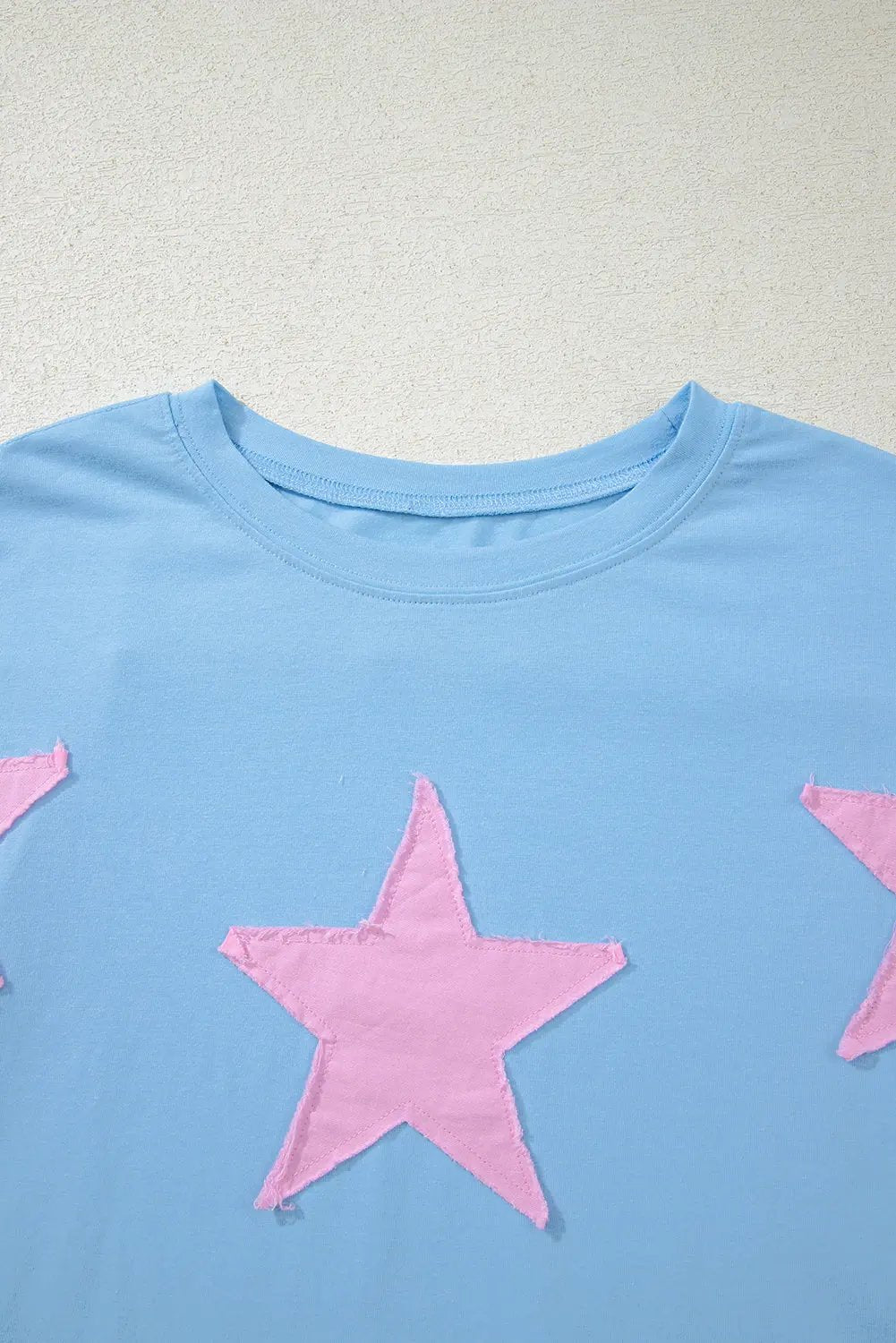 T-Shirt - Denim Star Print - Oversized Casual