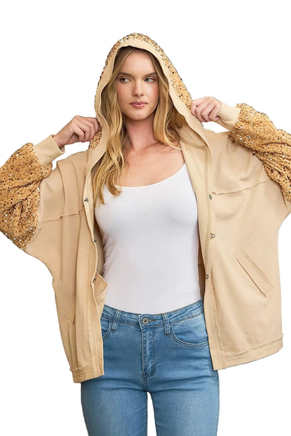 Sequined French Terry Jacket