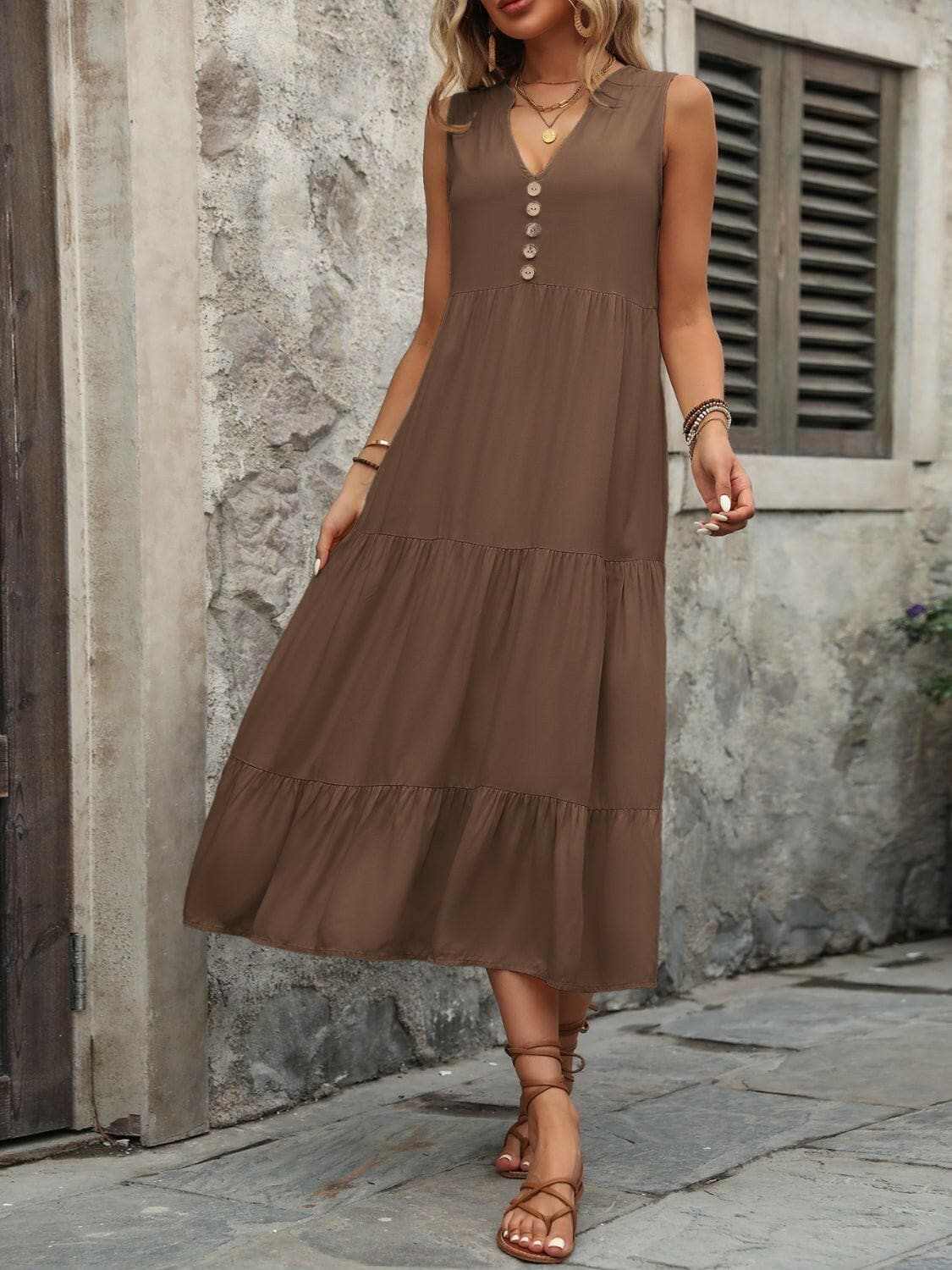 Trendsi just arrived - Elegant buttoned cotton dress