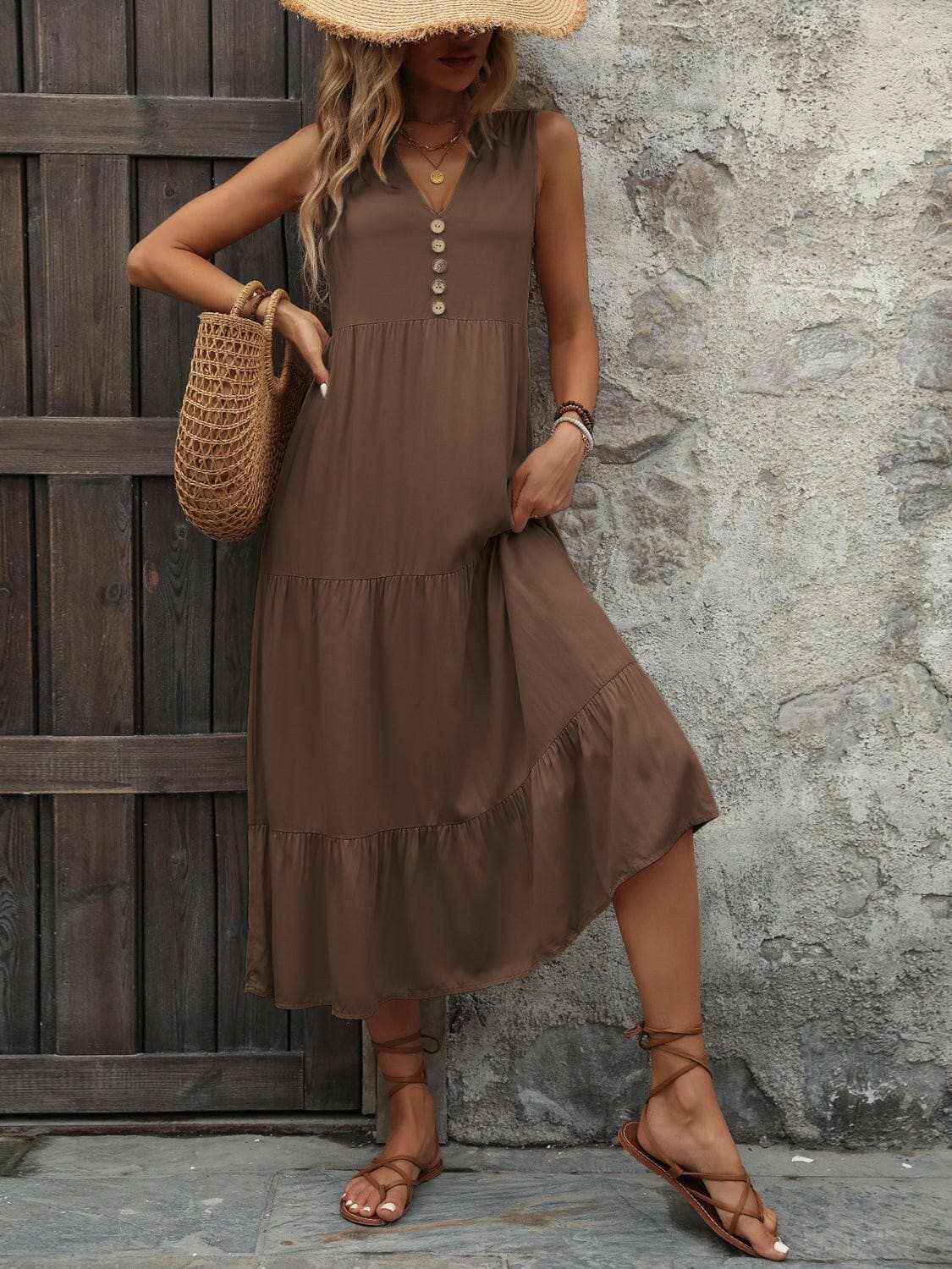 Trendsi just arrived - Elegant buttoned cotton dress
