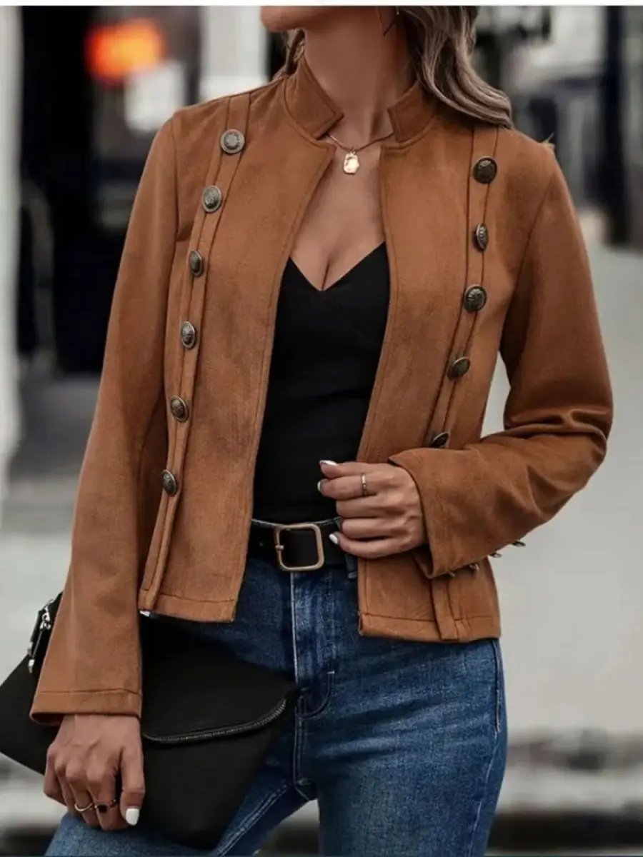 Trendsi Button-Front Jacket Women's Fashion Layering Long Sleeve Outerwear - Chic & Comfy