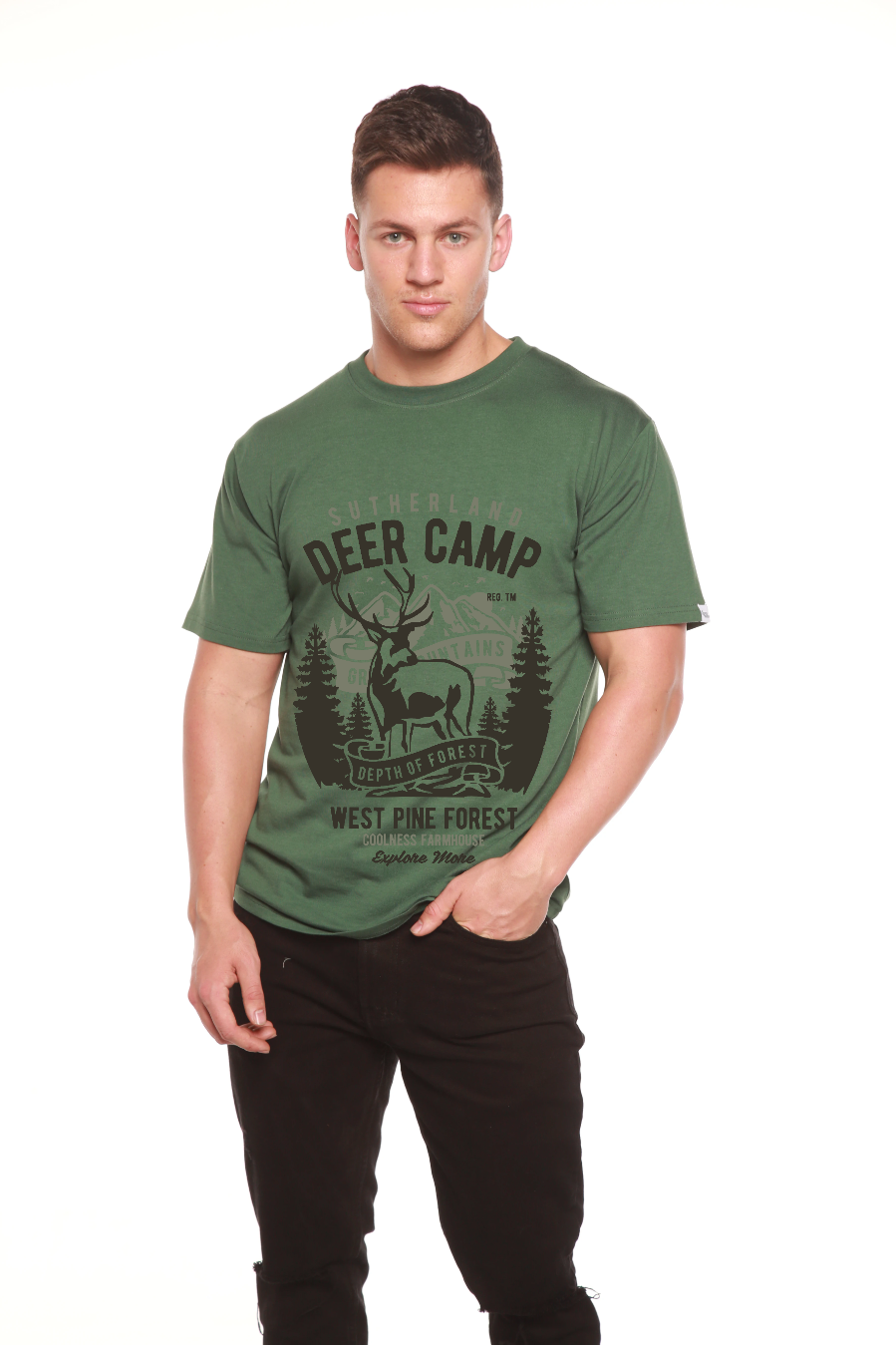 Deer Camp Men's Bamboo Viscose/Organic Cotton Short Sleeve Graphic T-Shirt