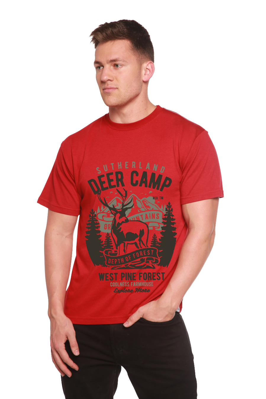 Deer Camp Men's Bamboo Viscose/Organic Cotton Short Sleeve Graphic T-Shirt