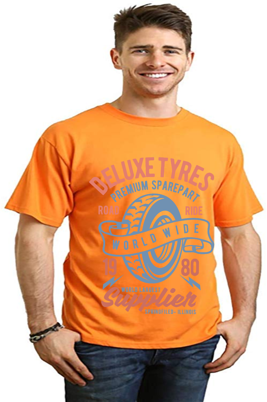Deluxe Tyres Men's Bamboo Viscose/Organic Cotton Short Sleeve Graphic T-Shirt