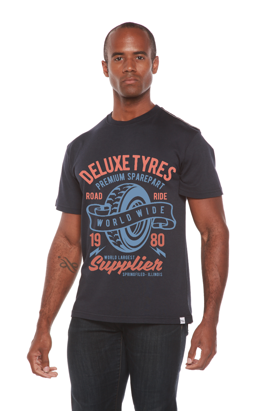 Deluxe Tyres Men's Bamboo Viscose/Organic Cotton Short Sleeve Graphic T-Shirt