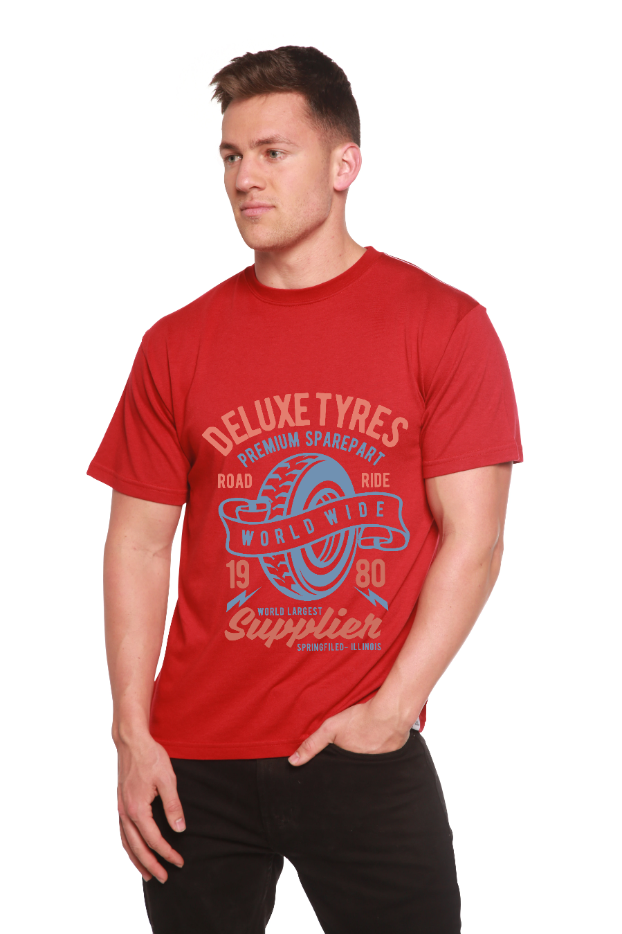 Deluxe Tyres Men's Bamboo Viscose/Organic Cotton Short Sleeve Graphic T-Shirt