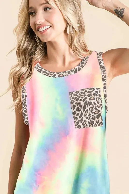 Tank Top - Tie Dye Leopard - Casual & Soft
