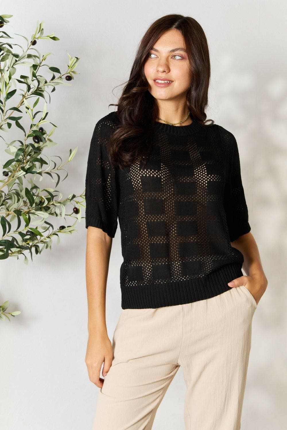 Trendsi TIKTOK - Chic ribbed knit top - round neck