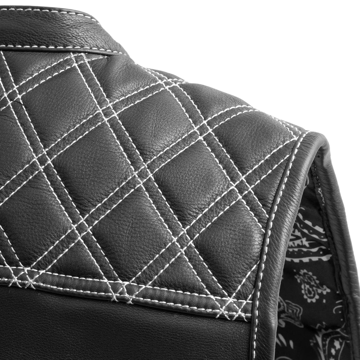 Downside Men's Motorcycle Leather Vest Orange and Green