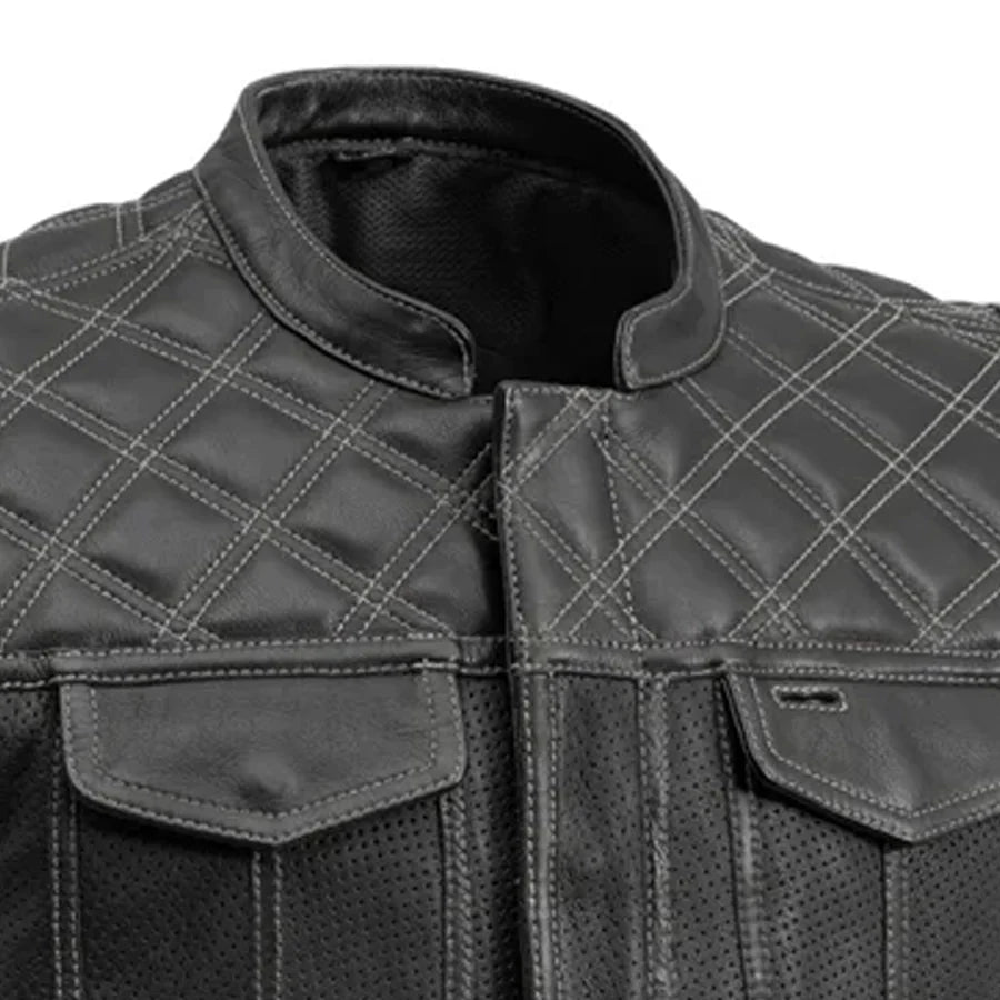 Downside Perforated Men's Motorcycle Leather Vest