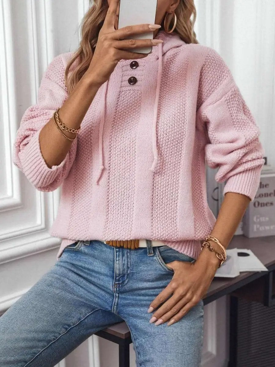 Trendsi Drawstring Hoodie Women's Casual Long Sleeve Sweater - Comfy Fit