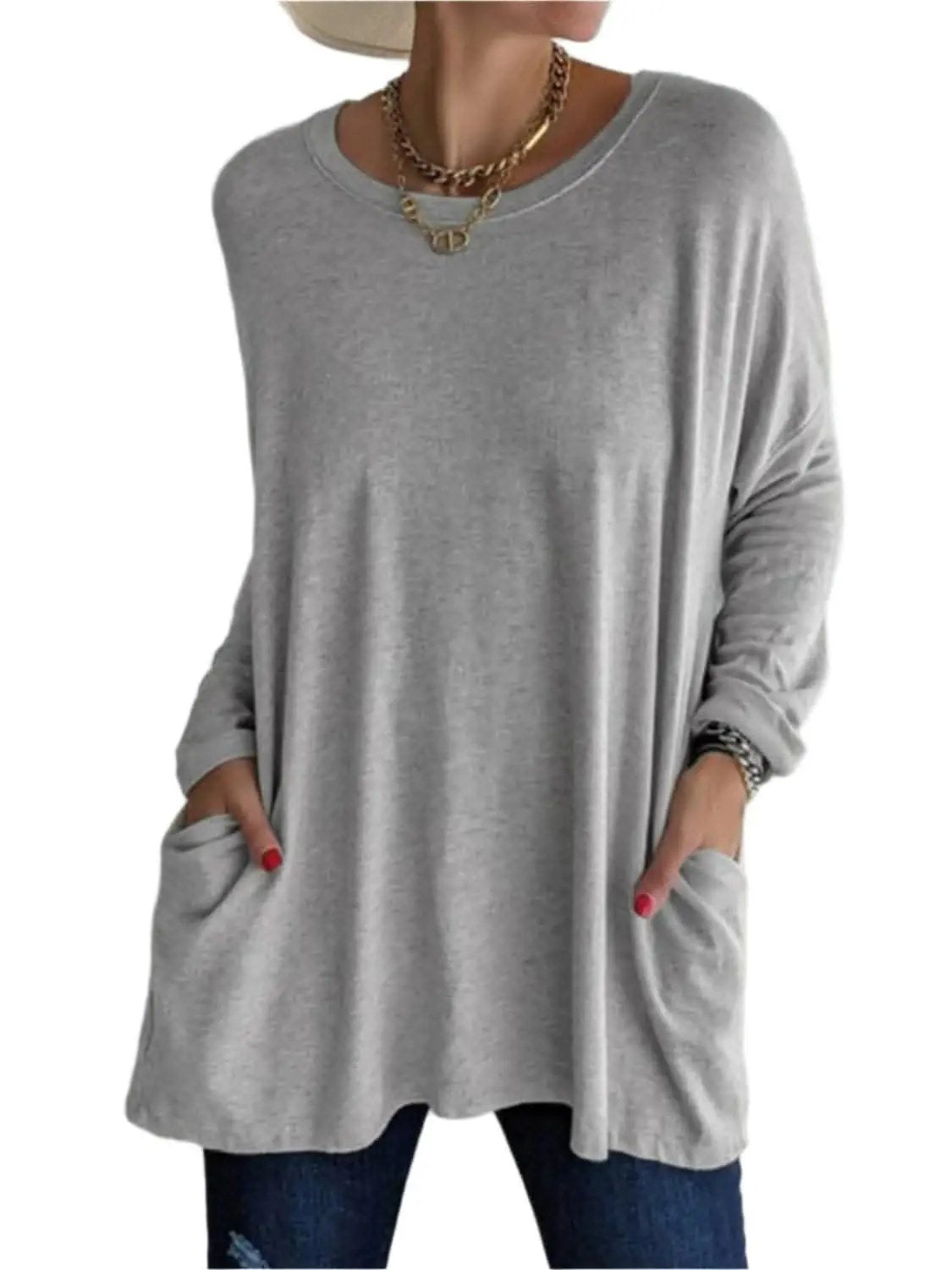 Trendsi Pocketed long sleeve tee - chic style