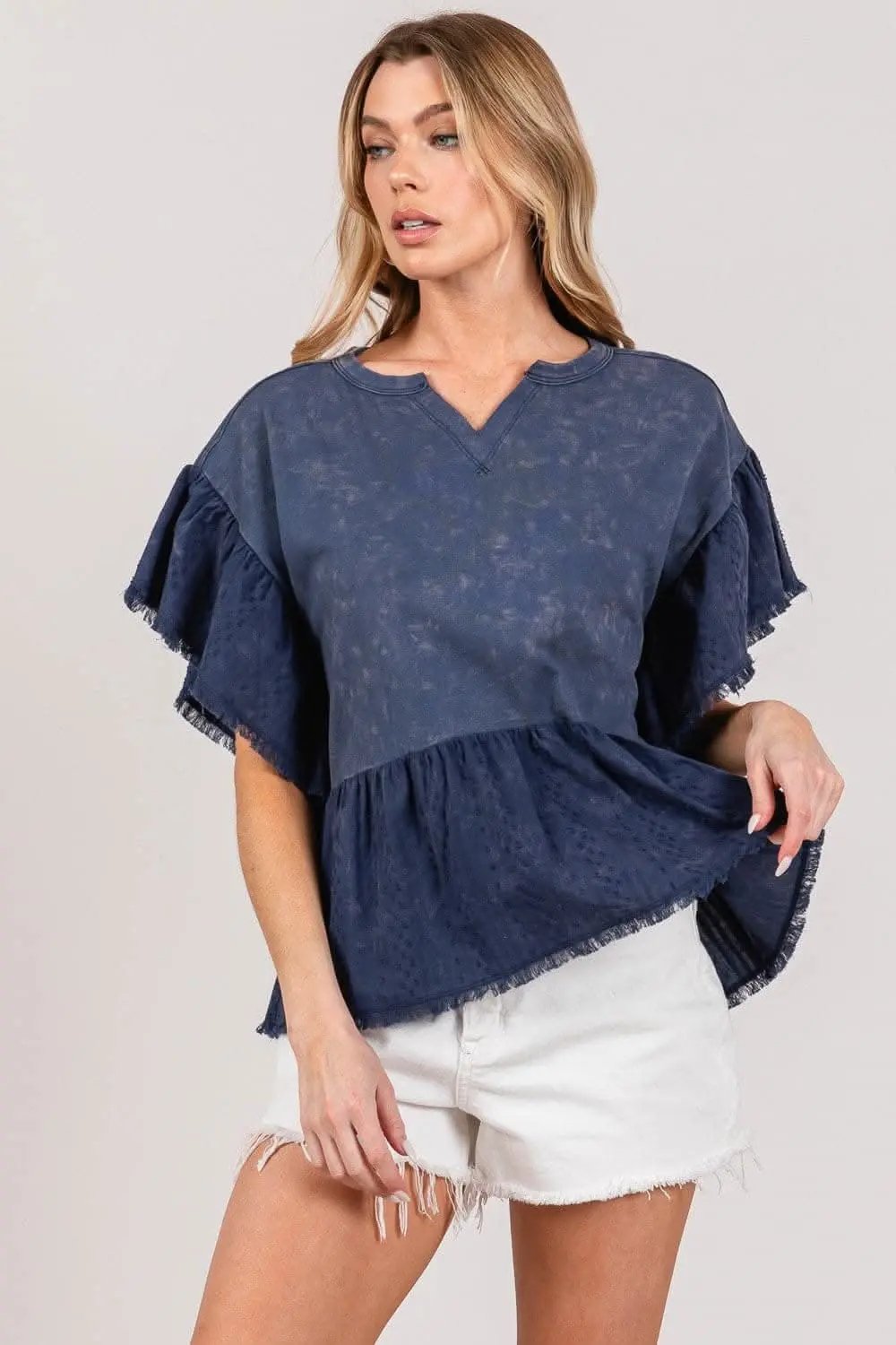 Blouse - Ruffle Sleeve - Sage + Fig Print