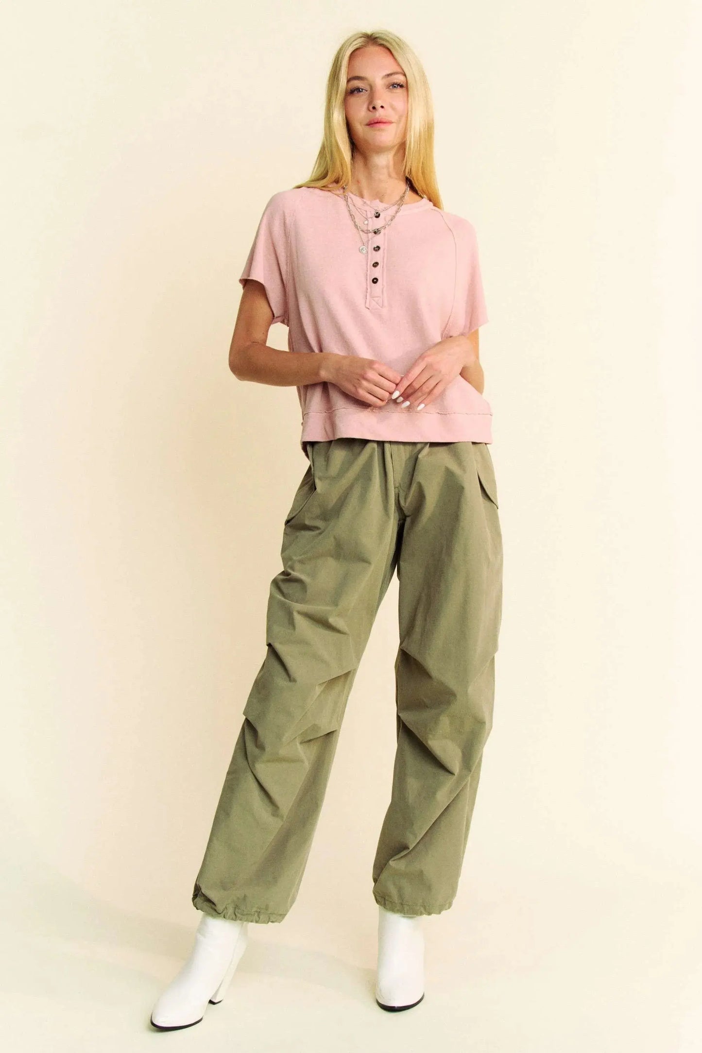 Knit Short Sleeve Top - Breezy Fabric - Casual T-Shirt