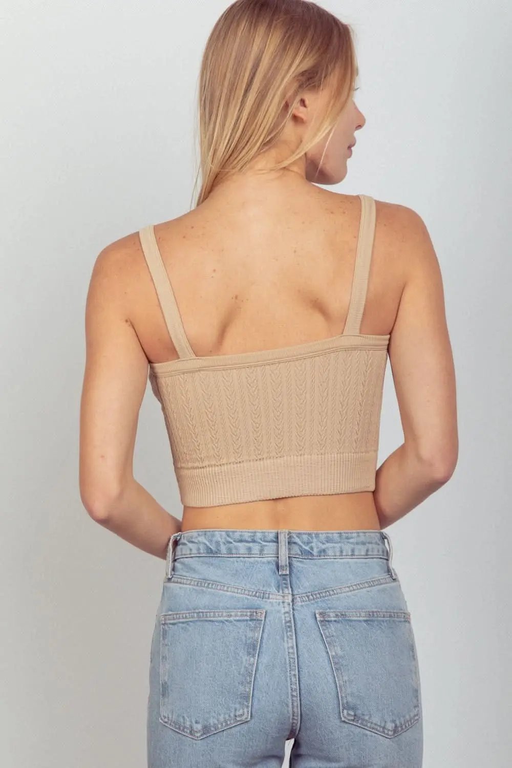 Trendsi Cable Knit Cropped Top Women's Casual Cami Seamless & Comfy